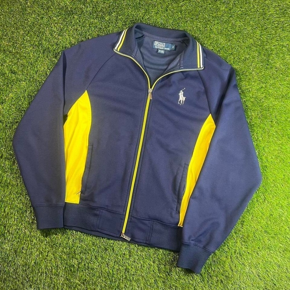 Vintage 00s Polo Ralph Lauren Blue Track Jacket Long Sleeve Big Pony Size Large